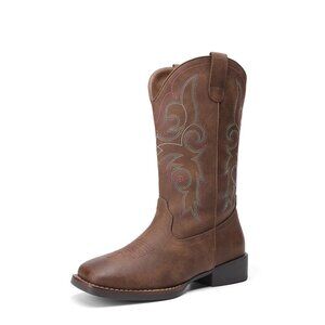 Women's Cowboy Boots Square Toe Mid Calf Western Fashion Dress Chunky Heel